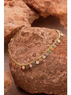 Sümer Telkari Gurmet Mix Taşlı Altın Kaplama Gümüş Bileklik 4367