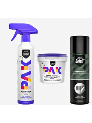 Selsil Pak Krem 500 gr / Pak Mucize Köpük Temizleyici 500 ml / Etiket Sökücü 200 ml