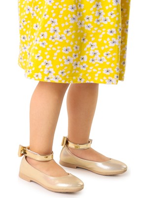Kiko Kids Ankle Vakko Cırtlı Kız Çocuk Fiyonklu Babet Ayakkabı Bilekten Bağlamalı