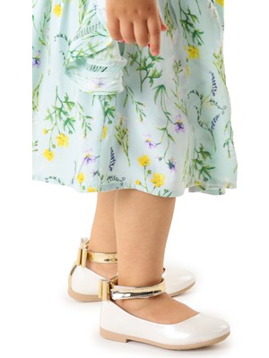 Kiko Kids Ankle Cilt Cırtlı Kız Çocuk Fiyonklu Babet Ayakkabı Bilekten Bağlamalı