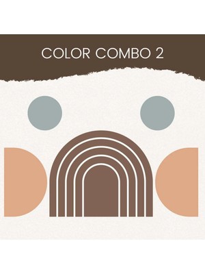 Kt Grup Boho Gökkuşağı Yarım ve Tam Daire Duvar Sticker Seti