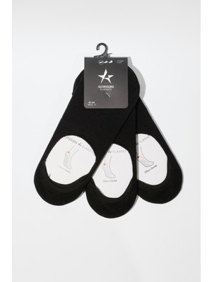 ALTINYILDIZ CLASSICS Erkek Siyah 3'lü Silikon Topuk Destekli Babet Çorap