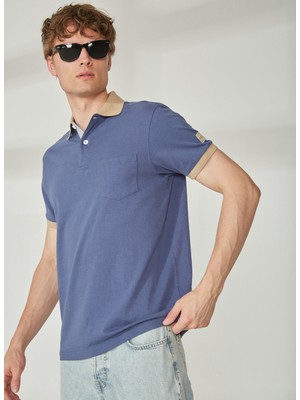 Murphy&nye Düz Indigo Erkek Polo T-Shirt Inboard Polo T-Shırt