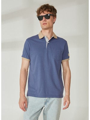 Murphy&nye Düz Indigo Erkek Polo T-Shirt Inboard Polo T-Shırt