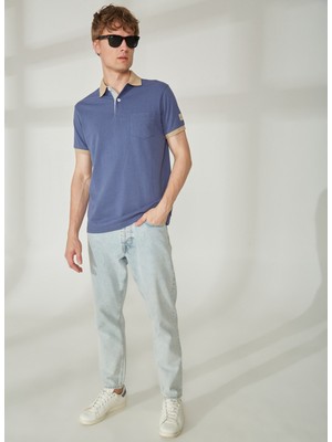 Murphy&nye Düz Indigo Erkek Polo T-Shirt Inboard Polo T-Shırt