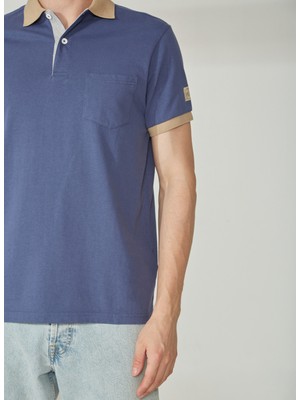 Murphy&nye Düz Indigo Erkek Polo T-Shirt Inboard Polo T-Shırt