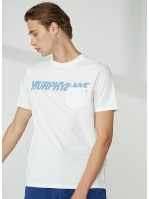 Murphy&nye Bisiklet Yaka Düz Beyaz Erkek T-Shirt Gaff T-Shırt