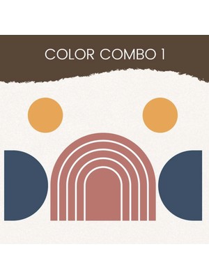 Kt Grup Boho Gökkuşağı Yarım Ve Tam Daire Duvar Sticker Seti