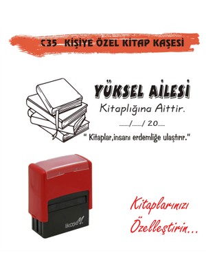 Kaşem Kitap Kurtlarına ve Kişiye Özel Kitap Mühürü Kitap Kaşesi C35