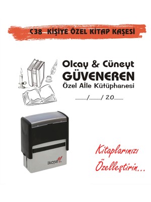 Kaşem Kitap Kurtlarına ve Kişiye Özel Kitap Mühürü Kitap Kaşesi C38
