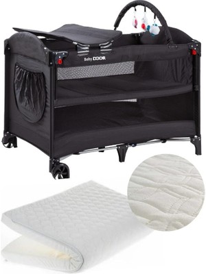 Babydoor 2052 Madre Pro Oyun Parkı 70 x 110 cm Bebek Beşik+Yatak Siyah