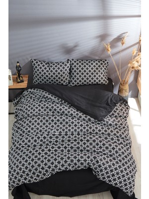 Bonjardin Home Siyah Geometrik Desenli Çift Kişilik Nevresim Takımı