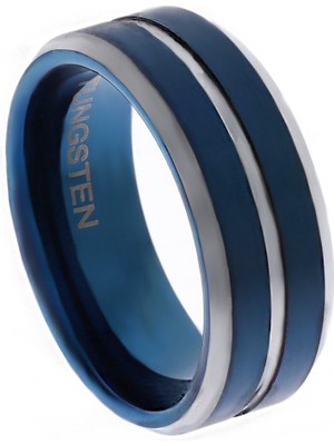 Celikchi Erkek Mavi Renk Gümüş Detay Tungsten Yüzük