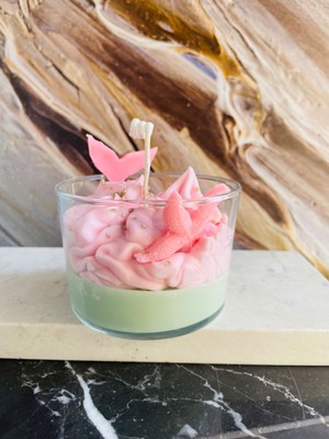 Mhyssa Natural Pink Mermaid Decorative Candle (Ocean Scented)- Pembe Denizkızı Okyanus Aromalı Dekoratif Mum