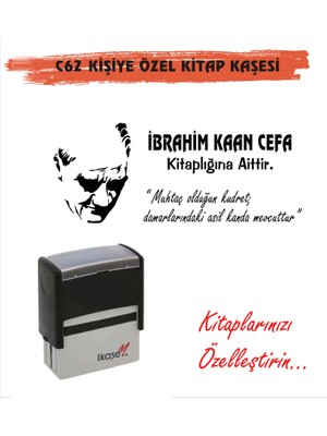 Kaşem Atatürk Temalı Kişiye Özel Kitap Mühürü Kitap Kaşesi C62