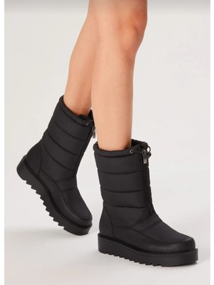 Stoks Shoes Store Kadın Rahat Kalıp Önü Fermuarlı ve Lastikli Içi Kürklü Kar Botu