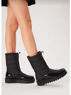 Stoks Shoes Store Kadın Rahat Kalıp Önü Fermuarlı ve Lastikli Içi Kürklü Kar Botu