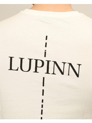 Kübra tekstil Erkek Lupinn Sırt Baskılı Beyaz T-Shirt