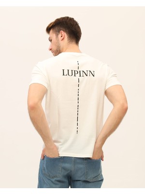 Kübra tekstil Erkek Lupinn Sırt Baskılı Beyaz T-Shirt