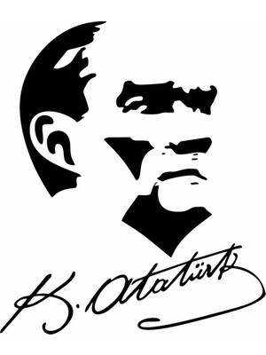 Reysa Tasarım Atatürk Silüet ve Imza Sticker Siyah 17X20 cm