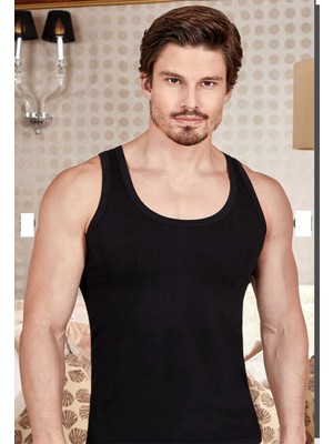 Berrak BERRAK 1022 Siyah Formalı Erkek 6'lı Paket Özel Dikişli Atlet %100 Pamuk