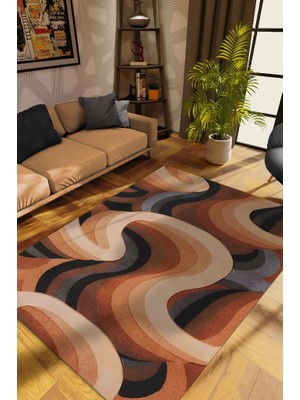 Homshtag Toprak Tonları, Soyut Salon Halısı,Renk Geçişli Oturma Odası Halısı,Dokuma Tabanlı Halı