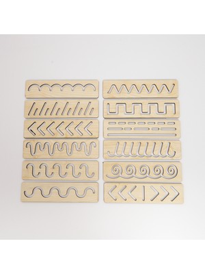 Icons Montessori Ahşap Çizgi Çalışma Seti El Kası Geliştirme ve Şekil Çalışma Seti