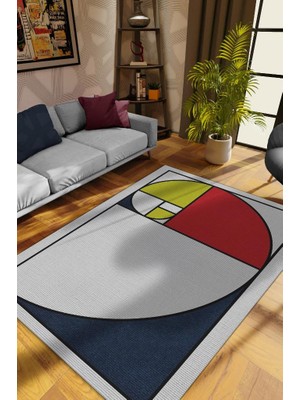 Homshtag Altın Oran, Minimalist Oda Dekoru,Geometrik Oturma Odası Halısı,Yıkanabilir Salon Halısı