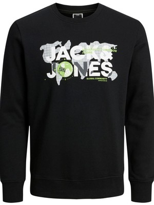 Jack & Jones Dust Erkek Siyah Bisiklet Yaka Sweatshirt