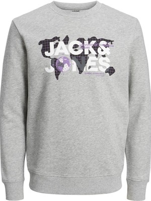 Jack & Jones Dust Erkek Gri Bisiklet Yaka Sweatshirt