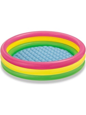 Intex Çocuk Renkli 3 Boğumlu Bebek Havuzu 86 cm Çap 25 cm Yükseklik Super Tough Vinil