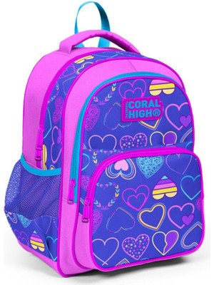 Coral High Kids Açık Pembe Lavanta Kalp Desenli 2'liokul Çanta Seti GOSET0223401