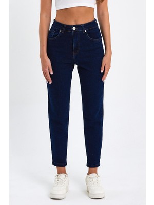 Tref Jns Lacivert Mom Jeans Likralı Kot Pantolon TREF-LACIVERT-MOM-JEAN-212