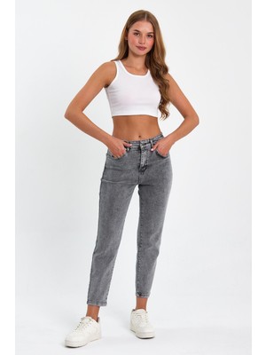 Tref Jns Gri Mom Jeans Likralı Kot Pantolon Tref-Gri-Mom-Jeans-12