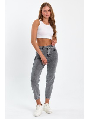 Tref Jns Gri Mom Jeans Likralı Kot Pantolon Tref-Gri-Mom-Jeans-12