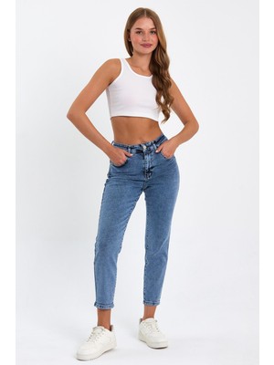 Tref Jns Açık Mavi Mom Jeans Likralı Kot Pantolon TREF-ACIK-MAVI-MOM-JEANS-431