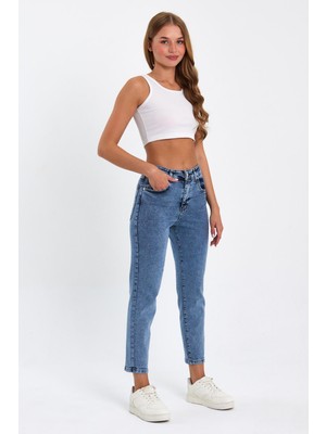 Tref Jns Açık Mavi Mom Jeans Likralı Kot Pantolon TREF-ACIK-MAVI-MOM-JEANS-431