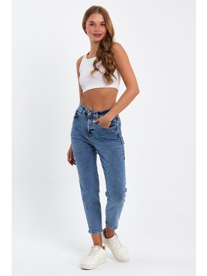 Tref Jns Açık Mavi Mom Jeans Likralı Kot Pantolon TREF-ACIK-MAVI-MOM-JEANS-431