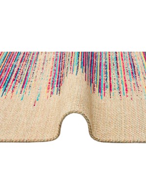 Eko Halı Brooklyn Brk 02 Natural Multy Hasır Görünümlü Kaymaz Renkli Dokuma Modern Kilim