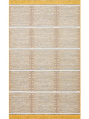 Eko Halı Arya Craft Arc 01 White Yellow Hav Toz Vermez Yıkanabilir Modern Desenli Dokuma Kilim