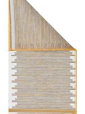 Eko Halı Arya Craft Arc 01 White Yellow Hav Toz Vermez Yıkanabilir Modern Desenli Dokuma Kilim