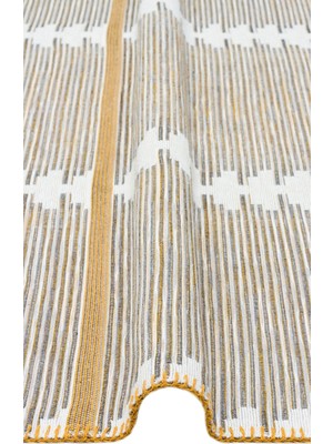 Eko Halı Arya Craft Arc 01 White Yellow Hav Toz Vermez Yıkanabilir Modern Desenli Dokuma Kilim