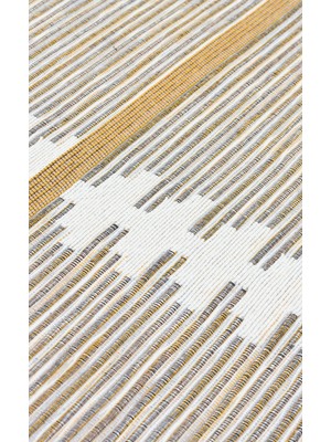 Eko Halı Arya Craft Arc 01 White Yellow Hav Toz Vermez Yıkanabilir Modern Desenli Dokuma Kilim