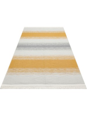 Eko Halı Arya Craft Arc 03 Grey Yellow Hav Toz Vermez Yıkanabilir Modern Desenli Dokuma Kilim