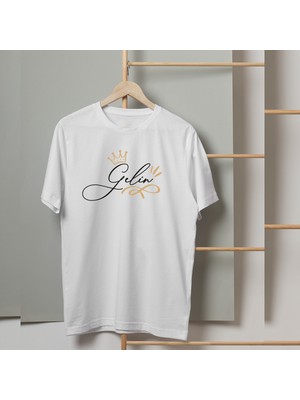 Mor Mürekkep Gelin Taçlı Yazı Baskılı Kadın Tshirt