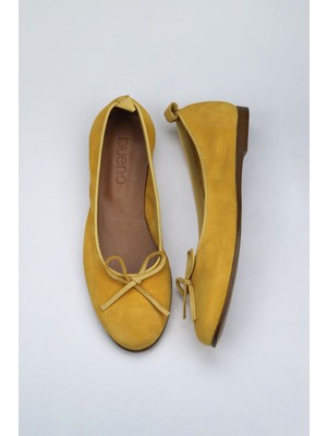 Bueno Shoes Sarı Süet-Deri Kadın Düz Babet 01WY6004