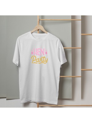 Mor Mürekkep Hen Party Yazı Baskılı Kadın Tshirt