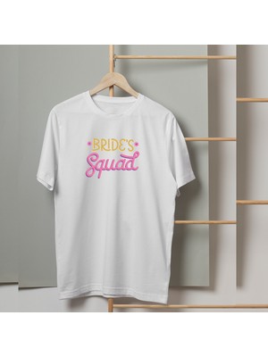 Mor Mürekkep Bride's Squad Yazı Baskılı Kadın Tshirt
