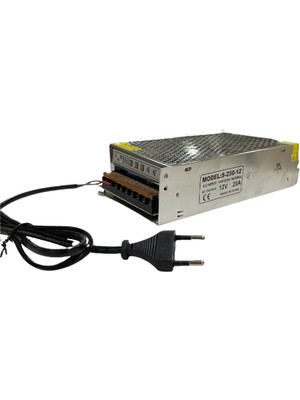 Ema Dükkan 12 Volt 20 Amper Trafo (Fiş Dahil) 20 Amper LED Trafosu 20 Amper Kamera Adaptör LED  Işık Trafo