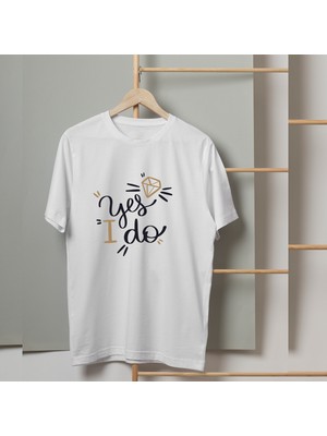 Mor Mürekkep Yes I Do Yazı Baskılı Tasarım Kadın Tshirt